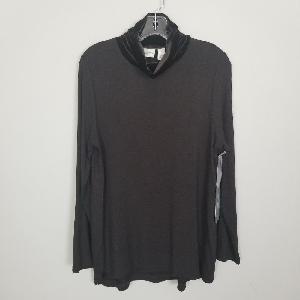 Chico's Zenergy Retreat Velvet Trim Mock Neck Top